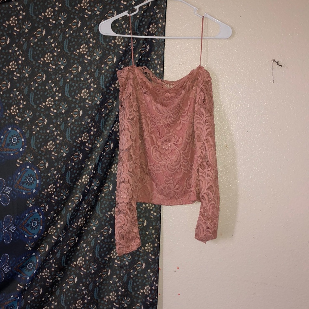 Pink floral lace shirt